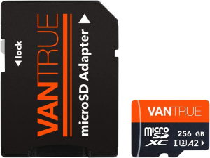 Vantrue 256GB Microsdxc UHS-I U3 4K UHD Video High Speed Transfer Monitoring SD Card with Adapter for Dash Cams, Body Cams, Action Camera, Smartphone, Tablet, Surveillance & Security Cams