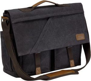 Messenger Bag for Men, Kasqo Vintage Water Resistant Canvas Satchel 15.6-17 Inch Laptop Briefcase Shoulder Bag for Work Business School