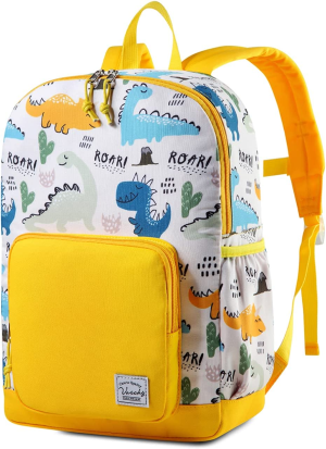 Backpack for Boys, VASCHY Cute Lightweight Water Resistant Preschool Backpack for Boys and Girls Kindergarten Bookbag Yellow Dinosaur