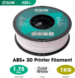 Esun 3D Printing Filament ABS PRO plus Spool 1.75Mm 1KG Dimensional Accuracy +/- 0.05Mm for 3D Printers,Cold White