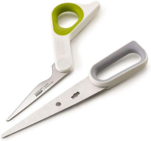 Joseph Joseph Powergrip Kitchen Scissors with Integrated Thumb Grip,White/Green