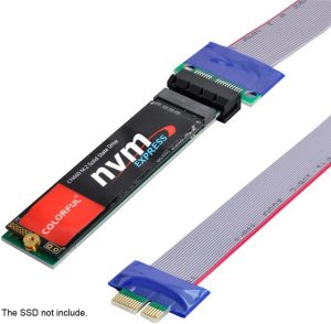 Xiwai NGFF M-Key NVME AHCI SSD to PCI-E 3.0 1X X1 Vertical Adapter with Cable Male to Female Extension