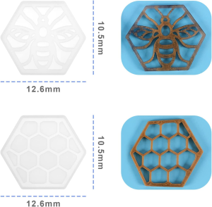 2PCS Bee Honeycomb Resin Coaster Moulds Cup Mat Silicone Casting Mould Hexagon Hollow Mould for Resin Polymer Clay Plaster Wax Craft Making Supplies