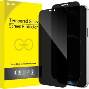 Jetech Privacy Full Coverage Screen Protector for Iphone 12 Pro Max 6.7-Inch, Anti-Spy Tempered Glass Film, Edge to Edge Protection Case-Friendly, 2-Pack