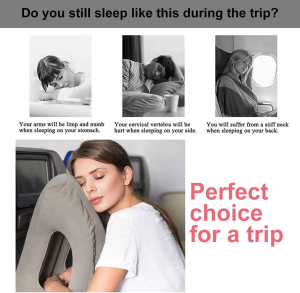 Yotsuba Travel Pillow, Inflatable Air Cushion Travel Pillow for Airplane Office Nap Neck Head Chin