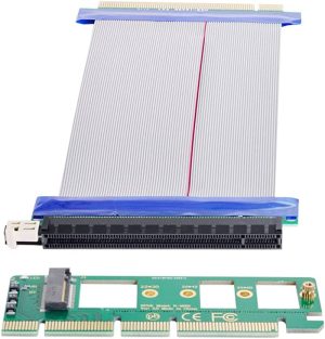 Xiwai NGFF M-Key NVME AHCI SSD to PCI-E 3.0 16X X16 Vertical Adapter with Cable Male to Female Extension