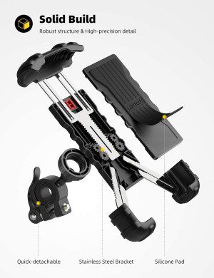 Bike Phone Holder Mount, Bicycle Mobile Holder – Lamicall Motorcycle Phone Holder Handlebar Clamp, Scooter Phone Mount for Iphone 15/14/ 13/12/ 11/ X Series, Galaxy S8 S9 S10, 4.7″- 6.8″ Smartphones