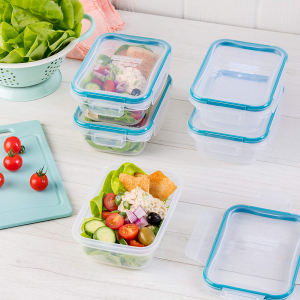 Snapware Total Solution 10-Pc Plastic Food Storage Containers Set with Lids, 3-Cup Rectangle Meal Prep Container, Non-Toxic, Bpa-Free Lids with 4 Locking Tabs, Microwave, Dishwasher, and Freezer Safe, White