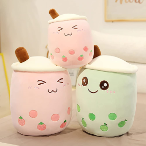 VHYHCY Cute Stuffed Boba Plush Bubble Tea Plushie Pillow Milk Tea Cup Pillow Food Plush, Soft Kawaii Hugging Plush Toys Gifts for Kids(Pink, 19.6 Inch)