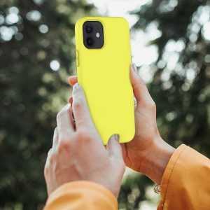 ZUSLAB Nano Silicone Case for Iphone 12 Mini 5.4″ Shockproof Gel Rubber Bumper Protective Cover – Yellow