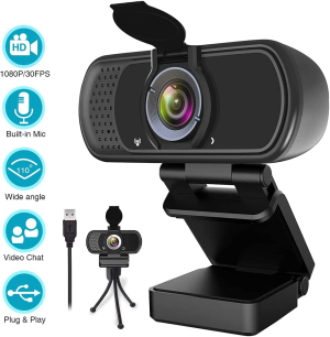 1080P Webcam,Live Streaming Web Camera with Stereo Microphone, Desktop or Laptop USB Webcam with 110 Degree View Angle, HD N5 Webcam for Video Calling, Recording, Conferencing, Streaming, Gaming