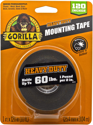 Gorilla Heavy Duty, Extra Long Double Sided Mounting Tape, 1″ X 120″, Black, (Pack of 1)