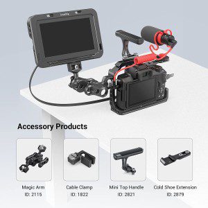 Smallrig M50 /M50 Mark II/M5 Cage (Upgraded), Aluminum Alloy Video Film Movie Making Rig with Integrated Grip and NATO Rail for Canon M50 /M50 II /M5-2168C