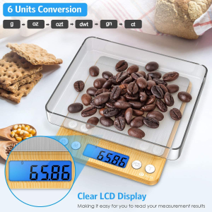 (Upgraded) AMIR Digital Kitchen Scale, 500G Mini Pocket Jewelry Scale, Cooking Food Scale with Back-Lit LCD Display, 2 Trays, 6 Units (Battery Included)