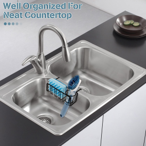 Sponge Holder for Kitchen Sink, Hanging In-Sink Caddy Space-Saving, Waterproof & Sturdy Dish Brush Holder, Dishwashing Liquid Drainer Rack, Kitchen Sink Storage Organizer Basket