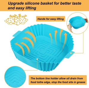 Silicone Air Fryer Liners, 2Pcs Air Fryer Silicone Reusable Liners Square, Food Safe Air Fryers Oven Accessories, Replacement of Parchment Liner Paper, Silicone Baking Tray Pots