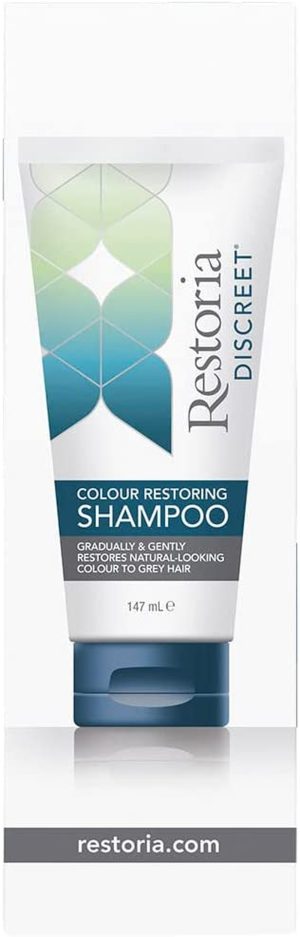 Restoria Discreet Colour Restoring Shampoo, Gradually Restores Natural Colour to Grey Hair, for Any Shade of Hair, with Aloe Vera & Coconut Oil, 147Ml