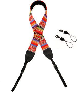 WANBY Camera Strap Canvas Rainbow Neck Shoulder Strap with Quick Release Buckles for DSLR SLR