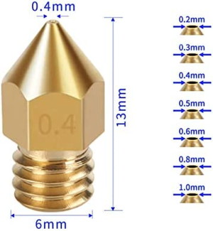 LEOWAY 18 Pcs MK8 Extruder Nozzle 3D Printer Brass Nozzle with 7 Different Sizes (0.2Mm, 0.3Mm, 0.4Mm, 0.5Mm, 0.6Mm, 0.8Mm, 1.0Mm) for 1.75MM MK8 Makerbot, Ender-3 Series/Ender-5 Series/Cr-10