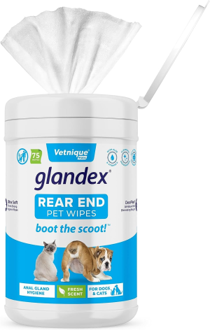 Glandex Dog Wipes for Pets Cleansing & Deodorizing Gland Hygienic Wipe​S for Dogs & Cats with Vitamin E, Skin Conditioners and Aloe – by Vetnique Labs (75Ct)