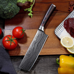 PAUDIN Nakiri Knife – 7″ Razor Sharp Meat Cleaver and Vegetable Kitchen Knife, High Carbon Stainless Steel, Multipurpose Asian Chef Knife for Home and Kitchen with Ergonomic Handle