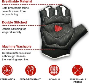 Fingerless Cycling Gloves, Black Light Ski Mountain Bike Gloves, Women and Mens, Touch Screen, Gym, Running Friendly, Sports & Outdoor Apparel Unisex