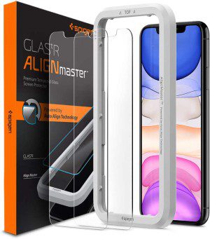 SPIGEN Alignmaster Glas.Tr Slim Screen Protector Designed for Apple Iphone 11 (2020) Auto Align Technology Tempered Glass [1-Pack] – Clear