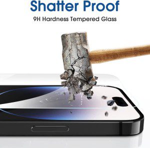 [2+2 Pack] Amfilm Onetouch for Iphone 14 Pro Max 6.7″ Glass Screen Protector with Camera Lens Protector. Easiest to Installation, Bubble Free, Full Coverage Case Friendly