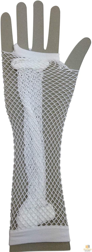 Boutique Retailer Women’S 70S 80S Elbow Length Fishnet Fingerless Gloves, White One Size