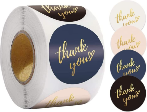 Thank You Stickers Labels, Betterjonny 500 Pieces 4 Colors Thank You Stickers Roll Thank You Sticker for Envelopes,Packing Bags,Gift Bags