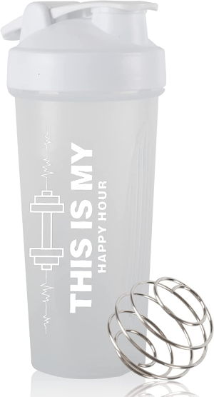 Protein Shaker Bottle 20Oz Blender Cup Bpa-Free Leak Proof for Gym Sport Clear White