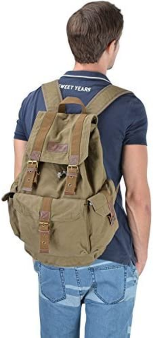 Gootium Canvas Backpack – Vintage Outdoor Rucksack Travel Day Pack