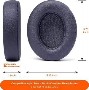 WC Wicked Cushions Replacement Ear Pads for Beats Studio 2 & 3 (B0501, B0500) Wired & Wireless | Does NOT Fit Beats Solo | Softer PU Leather, Enhanced Foam & Stronger Adhesive | Titanium