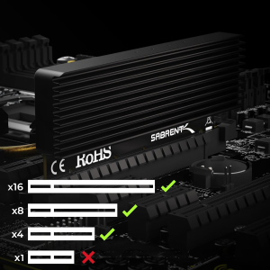 Sabrent Nvme M.2 SSD to Pcie X16/X8/X4 Card with Aluminum Heat Sink (EC-PCIE)