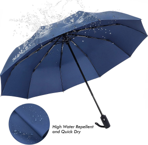 ZOMAKE Compact Travel Umbrella Windproof – Lightweight Folding Umbrella Automatic Open Close (Jewelry Blue)