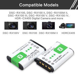 ENEGON NP-BX1 Battery (1300 Mah, 2-Pack) and Charger Set, Rapid Dual Charger for Sony Np-Bx1,Zv-1/Zv-1F,Cyber-Shot DSC-RX100/100M/WX300,DSC-HX300/400,AS10/15/30V/50R/100V/300R,HDR-CX240/405, HDR-MV1/PJ275