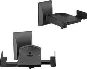 Suptek Dual Side Clamping Bookshelf Speaker Wall Mounting Bracket for Large Surrounding Sound Speakers, Hold up to 25Kgs Each Black SPM201