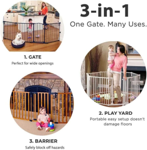 3-In-1 Super Wide Adjustable Baby Safety Gate and Play Yard Pet Playpen – Multiple Size 8 Panels – 496Cm