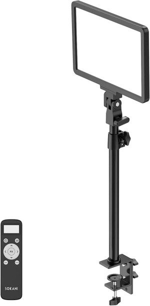 Sokani P25 Key Light, Professional Studio 12.6″ 2500 Lumens 25W LED Panel Video Light, Color Adjustable, Remote Controller, Light for Streaming, Record Videos, Zoom Meetings, Metal Desk Mount Stand