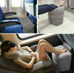 Yotsuba Travel Foot Rest Pillow, Inflatable Air Cushion for Plane Travel, Adjustable Height for Leg & Foot Rest (Grey))