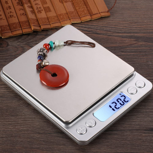 Small Digital Scale,1Kg/0.02G,Kitchen Scale,Food Scale,With Blue Backlit LCD Display, 6 Units, Auto Off, Tare, PCS Function, Stainless Steel, Battery Included,Soft Tape Included(150Cm)