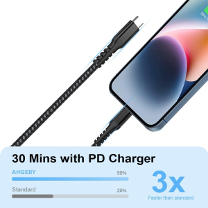 AHGEIIY Iphone Fast Charger USB C to Lightning Cable [2Pack, 0.2M], Apple Mfi Certified USB C to Lightning PD 20W Fast Charging Cable for Iphone 14 Pro Max/14 Plus/13/12/11 Mini, Ipad 9, Airpods Pro