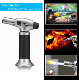 Sondiko Butane Torch, Culinary Torch Refillable Kitchen Butane Torch Lighter with Safety Lock and Adjustable Flame for Desserts, Creme Brulee, BBQ and Baking(Butane Gas Not Included)