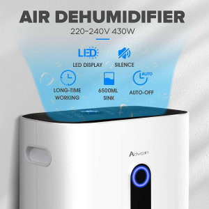 ADVWIN Air Dehumidifiers, Removes up to 25 L/Day of Moisture, 6500ml Water Tank, Large Dehumidifier Suitable for Bedroom, Bathroom, Wardrobe Room, Office, White