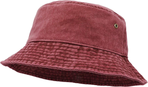 Bucket Hat, Wide Brim Washed Denim Cotton Outdoor Sun Hat Flat Top Cap for Fishing Hiking Beach Sports