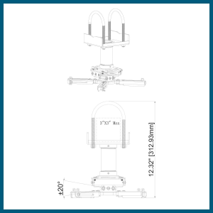 Qualgear Pro-Av QG-KIT-TA-3IN-B Projector Mount Kit Accessory with a Truss Ceiling Adapter, 3″ 1.5″, Black