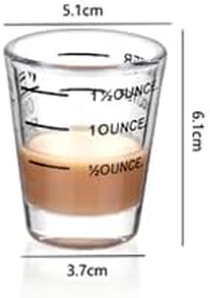 Ncnnwovf Shot Glasses Measuring Cup Espresso Shot Glass Liquid Heavy Glass Wine Glass 2 Pack 26-Incremental Measurement 1Oz, 6 TSP, 2 TBS, 30Ml (2 Pack-45Ml)