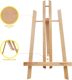 Mont Marte Mini Display Easel, Medium, Beech Wood. Holds Canvases up to Approximately 40Cm in Height.