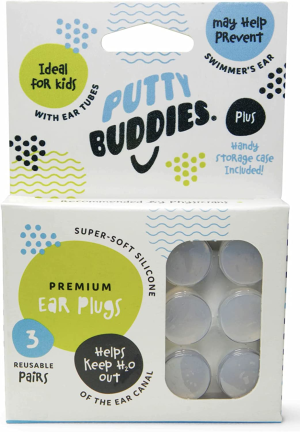 PUTTY BUDDIES Original Swimming Earplugs 3-Pair Pack (Purple/Teal/Magenta)