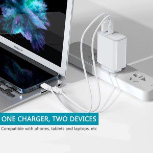 USB C PD Fast Charger ZIQIAN AU Plug 65W Gan Power Adapter with 2-Port Fast Wall Charger Compatible for Iphone 13 Pro Max/13 Pro/13/13 Mini, Macbook Pro, Ipad Pro, Switch, Galaxy S22/S21